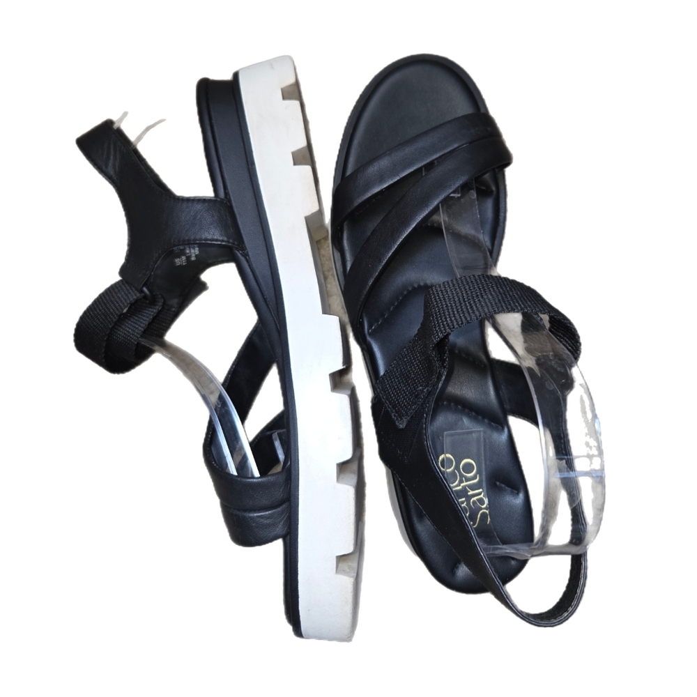 Franco Sarto Urla Platform Black Leather Strappy Sandals Size 11M - Picture 6 of 9